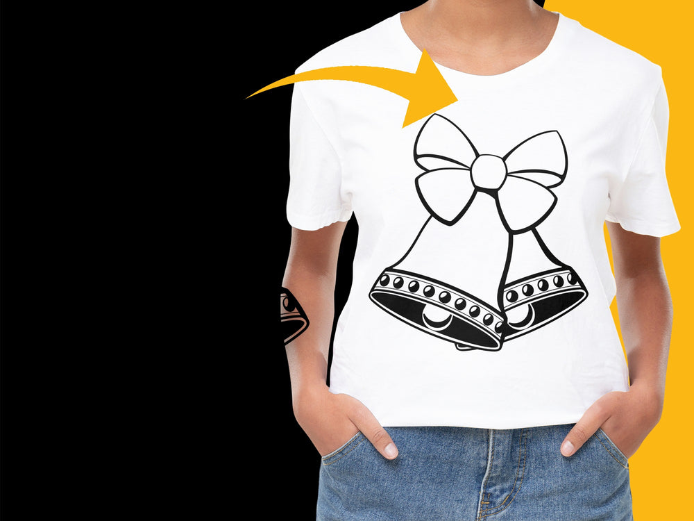 Christmas Bell Graphic T-Shirt, Festive Holiday Print Tee, Unisex White Cotton Shirt, Casual Outfit