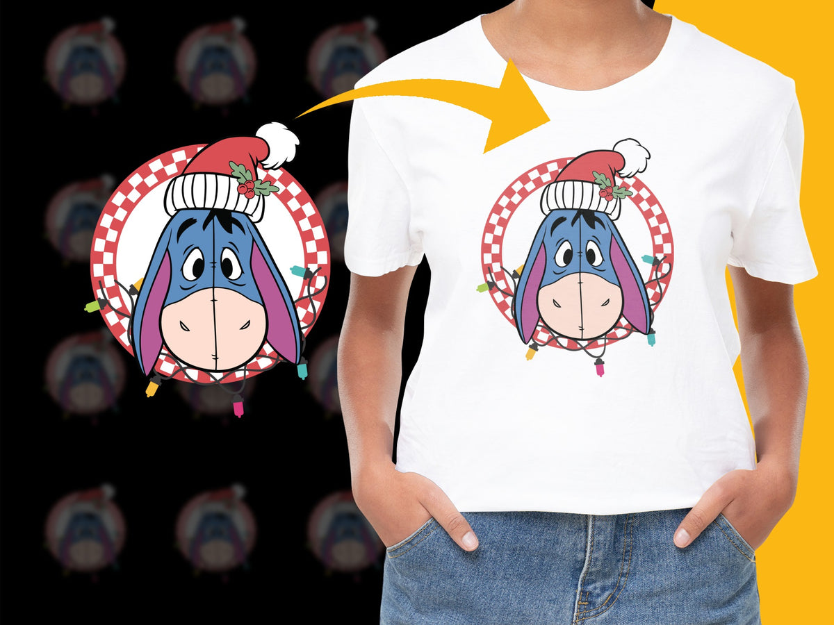 Cartoon Donkey Christmas T-Shirt, Festive Holiday Graphic Tee, Kids and Adults Casual Wear