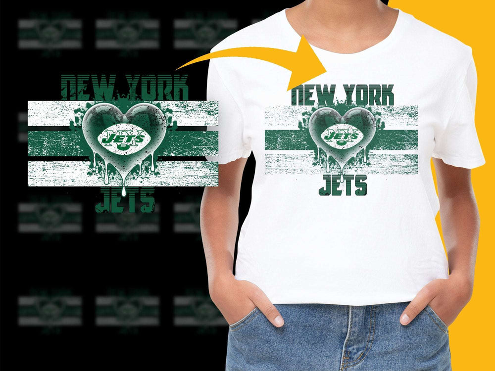 New York Jets T-Shirt Distressed Look Graphic Tee Football Fan Apparel Unisex Casual Wear