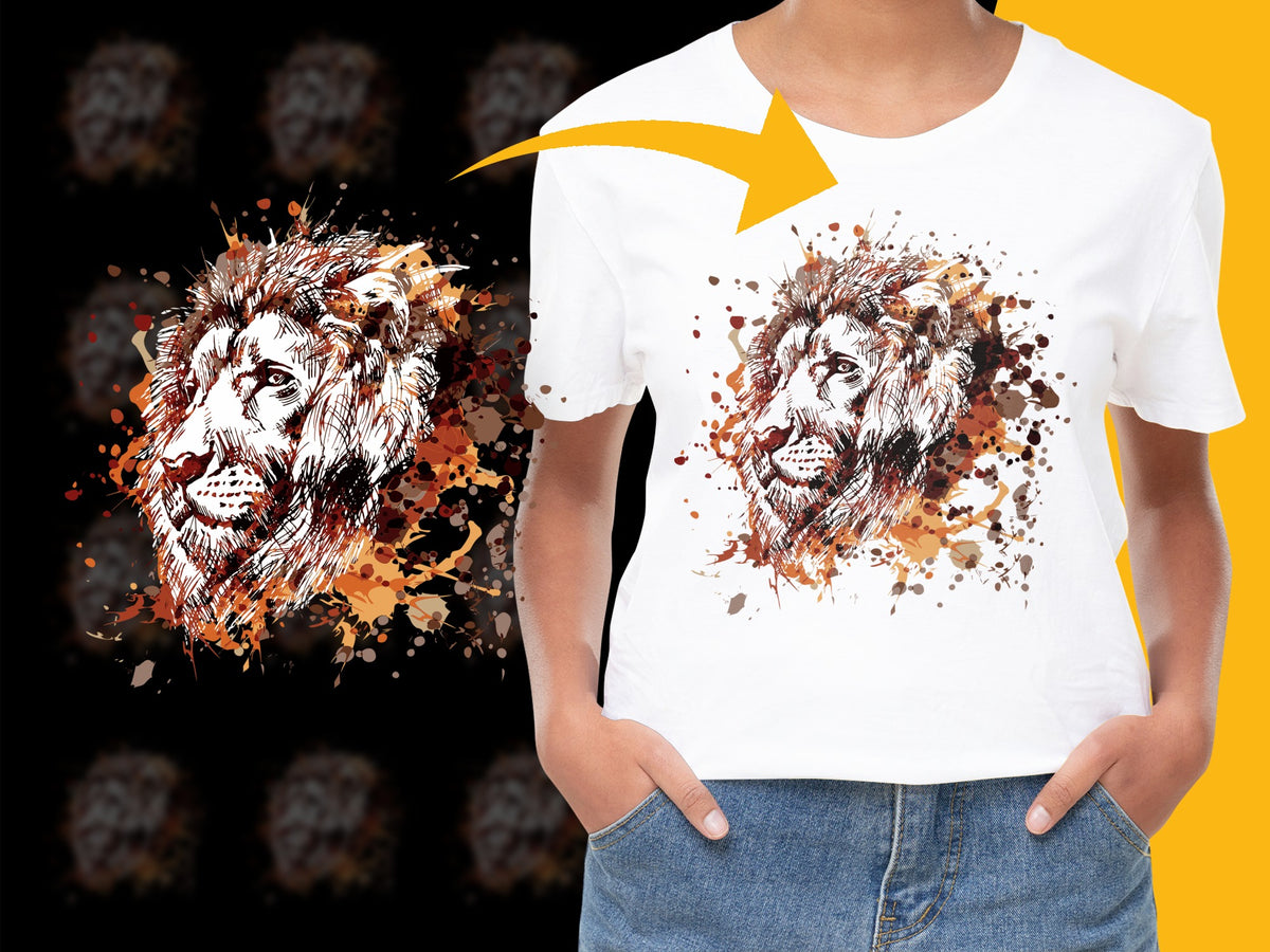 Abstract Lion Art T-Shirt, Watercolor Lion Print Tee, Casual Unisex Graphic Shirt, Unique Animal Design Top, Gift for Lion Lovers