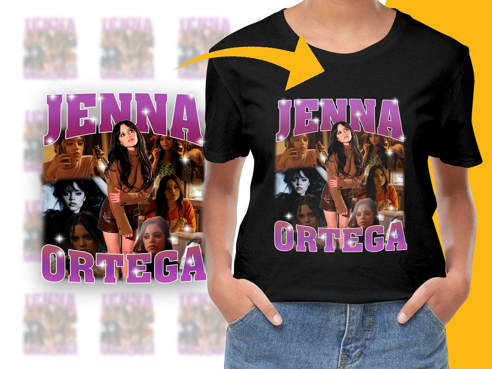 Jenna Ortega Fan T-shirt, Celebrity Graphic Tee, Women's Fashion Top, Colorful Print Shirt, Casual Wear, Personalized Gift Idea.