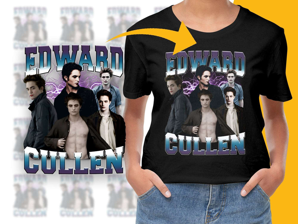 Edward Cullen Twilight Saga Graphic T-Shirt, Movie Fan Tee, Vintage Style, Edward Photo Collage Shirt