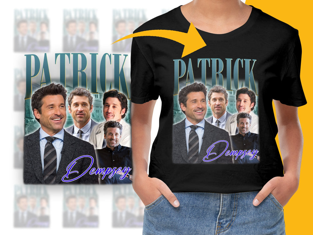 Patrick Dempsey Celebrity T-Shirt, Actor Photo Collage, Fan Gift, Unisex Graphic Tee