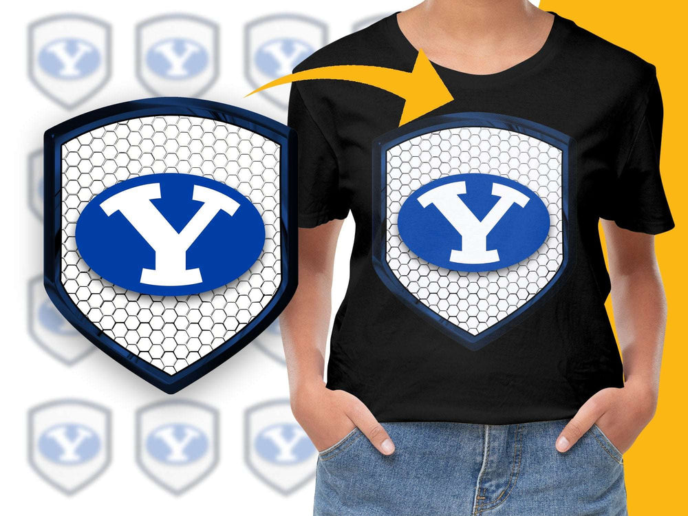 BYU Logo T-Shirt, Bold Blue and White Graphic, Sports Fan Apparel, Casual Wear