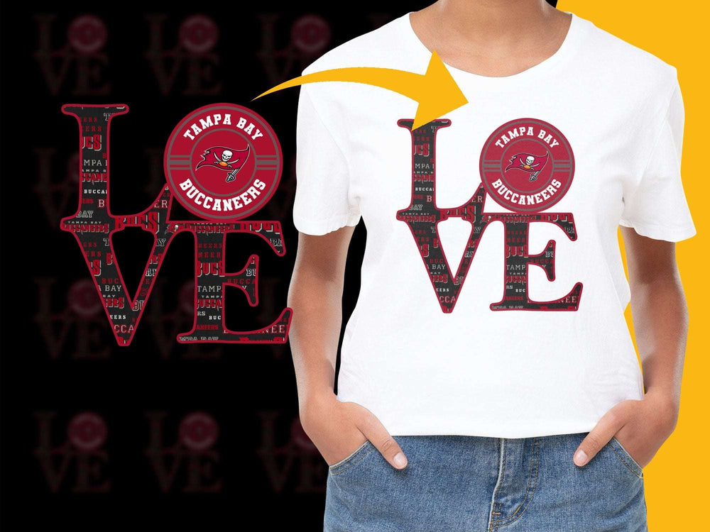 Tampa Bay Buccaneers Love T-Shirt, Women's Graphic Tee, NFL Football Fan Apparel, Casual Sportswear Top