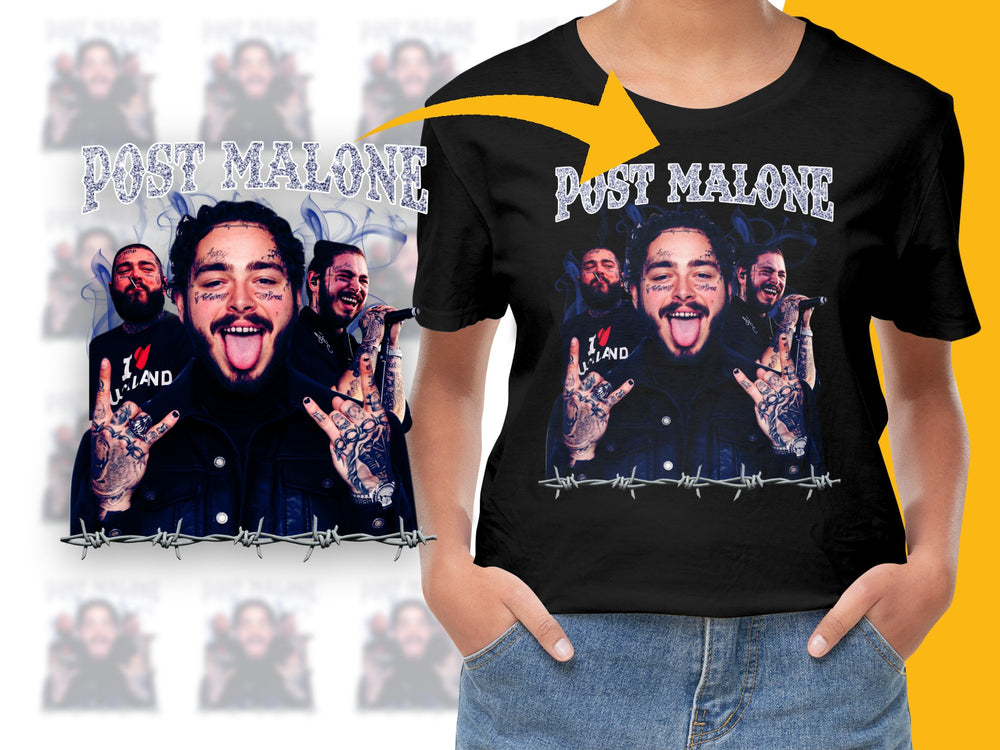 Post Malone Graphic T-Shirt, Hip Hop Tee, Music Artist Fan Merch, Unisex Black Cotton Shirt