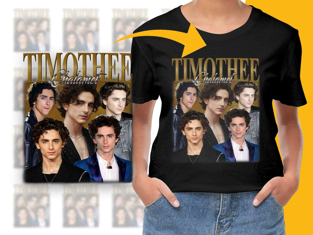 Timothee Chalamet Photo Collage T-Shirt, Fan Gift, Celebrity Graphic Tee, Unisex Fashion Apparel, Movie Star Top, Trendy Clothing