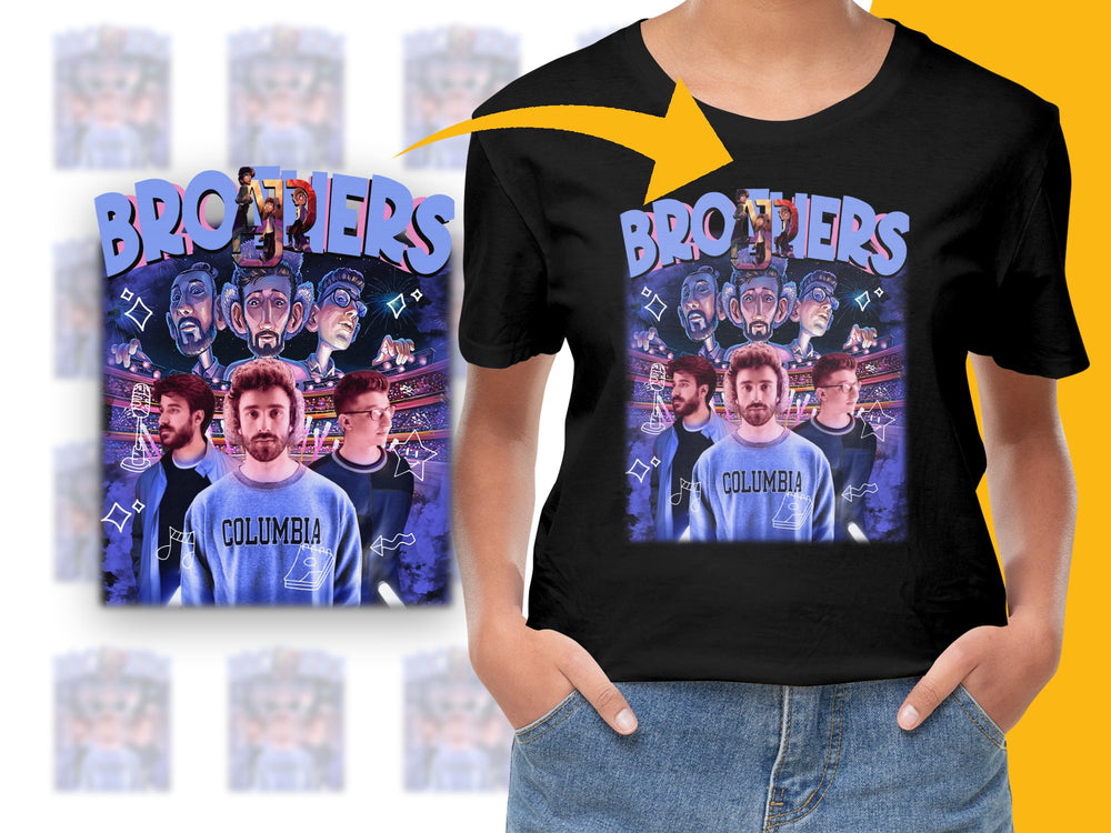 Colorful Brothers Graphic T-Shirt, Men's Trendy Tee, Vintage Style, Multi-Face Print, Urban Casual Wear