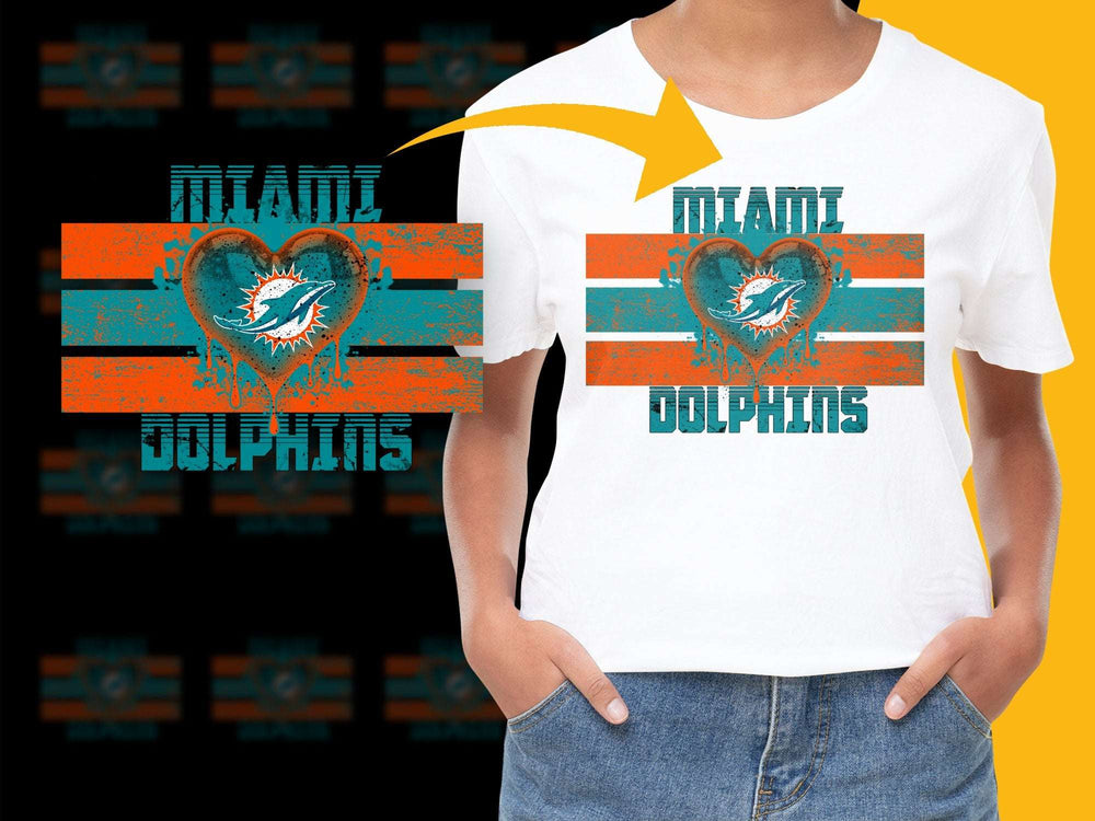 Miami Dolphins T-Shirt Vintage Teal Orange Graphic Tee Football Fan Apparel Unisex Casual Wear
