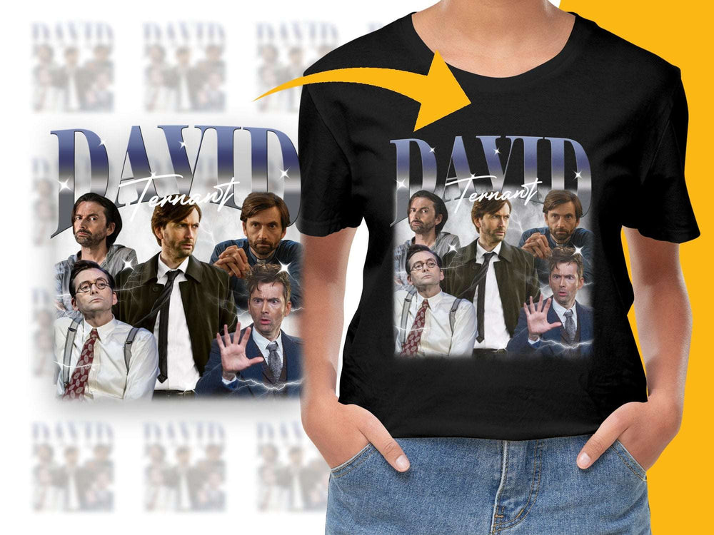 David Tennant Fan Art T-Shirt, Multiple Poses Graphic Tee, Unisex TV Show Inspired Top