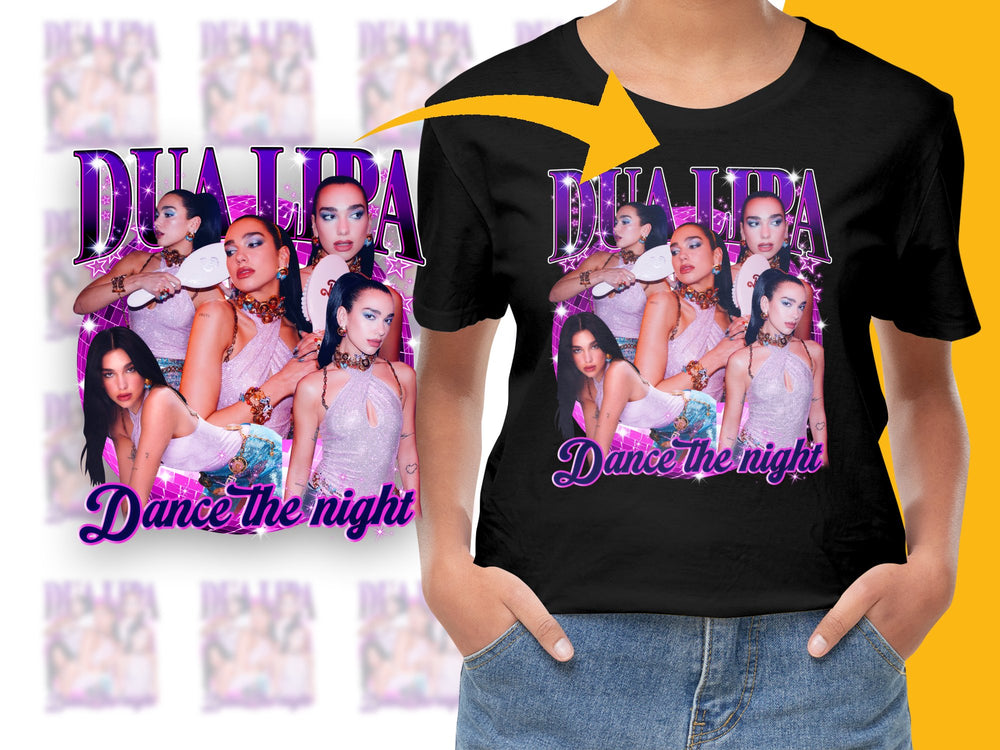 Dua Lipa Dance The Night Graphic T-Shirt, Pop Music Fan Merch, Trendy Concert Tee, Casual Streetwear, Unique Gift Idea, Vibrant Design
