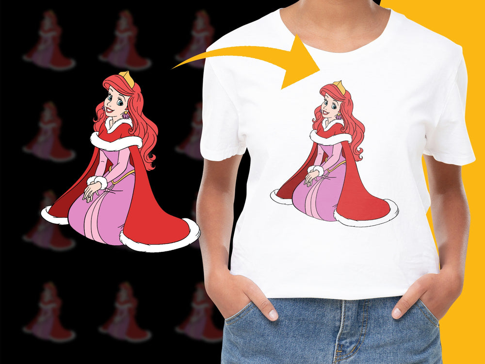 Princess Cartoon Character White T-Shirt, Cute Fairy Tale Graphic Tee, Women's Fashion Casual Top