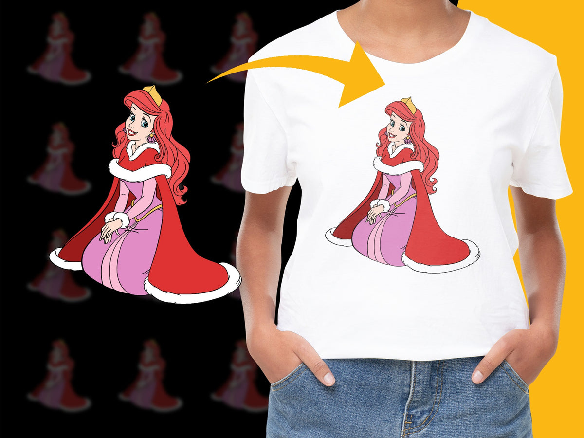Princess Cartoon Character White T-Shirt, Cute Fairy Tale Graphic Tee, Women's Fashion Casual Top