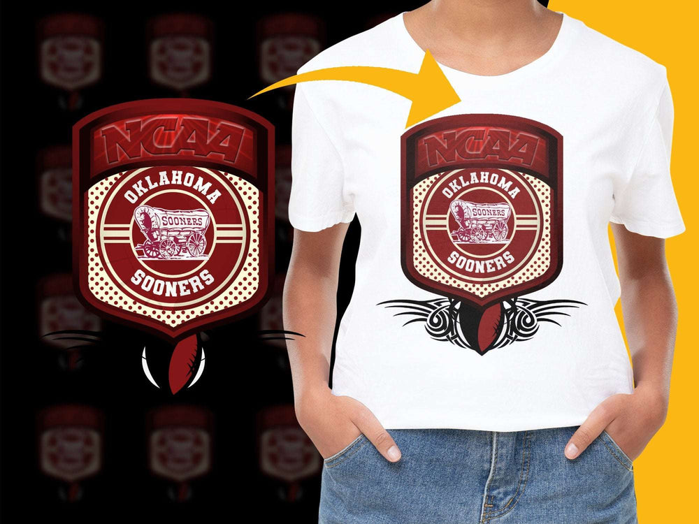 Oklahoma Sooners NCAA Embroidered Patch T-Shirt, Unisex Adult Casual Wear