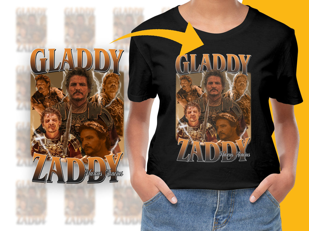 Gladdy Zadov T-Shirt, Fantasy Movie Character Collage, Epic Adventure Film Fan Tee, Unique Graphic Design Top, Gift for Movie Buffs