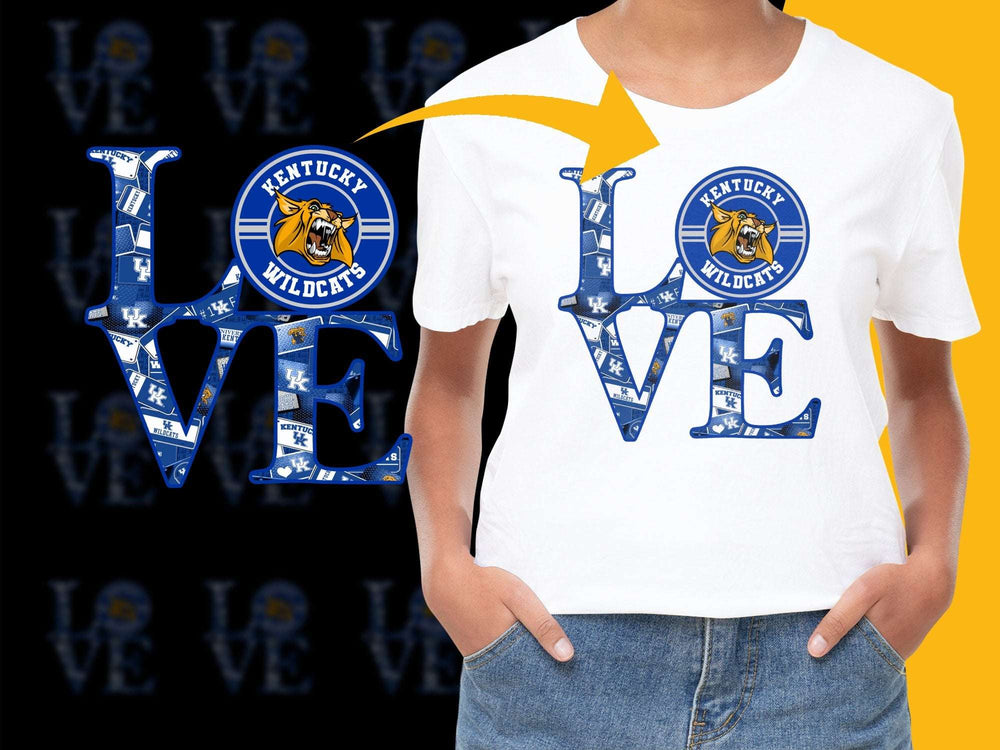 Kentucky Wildcats Love T-Shirt, University Sports Fan Apparel, College Team Support Tee, Gift for Students