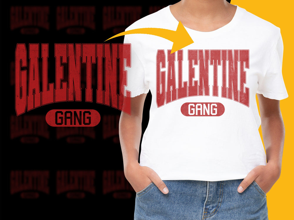Galentine Gang T-Shirt, Red and White Graphic Tee, Bold Text Design, Unisex Fashion Top