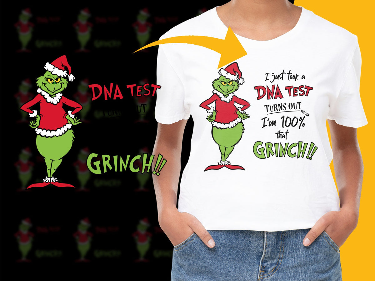 Funny Grinch T-Shirt, Christmas Holiday Tee, 100% Grinch DNA Test Graphic, Unisex Adult Clothing