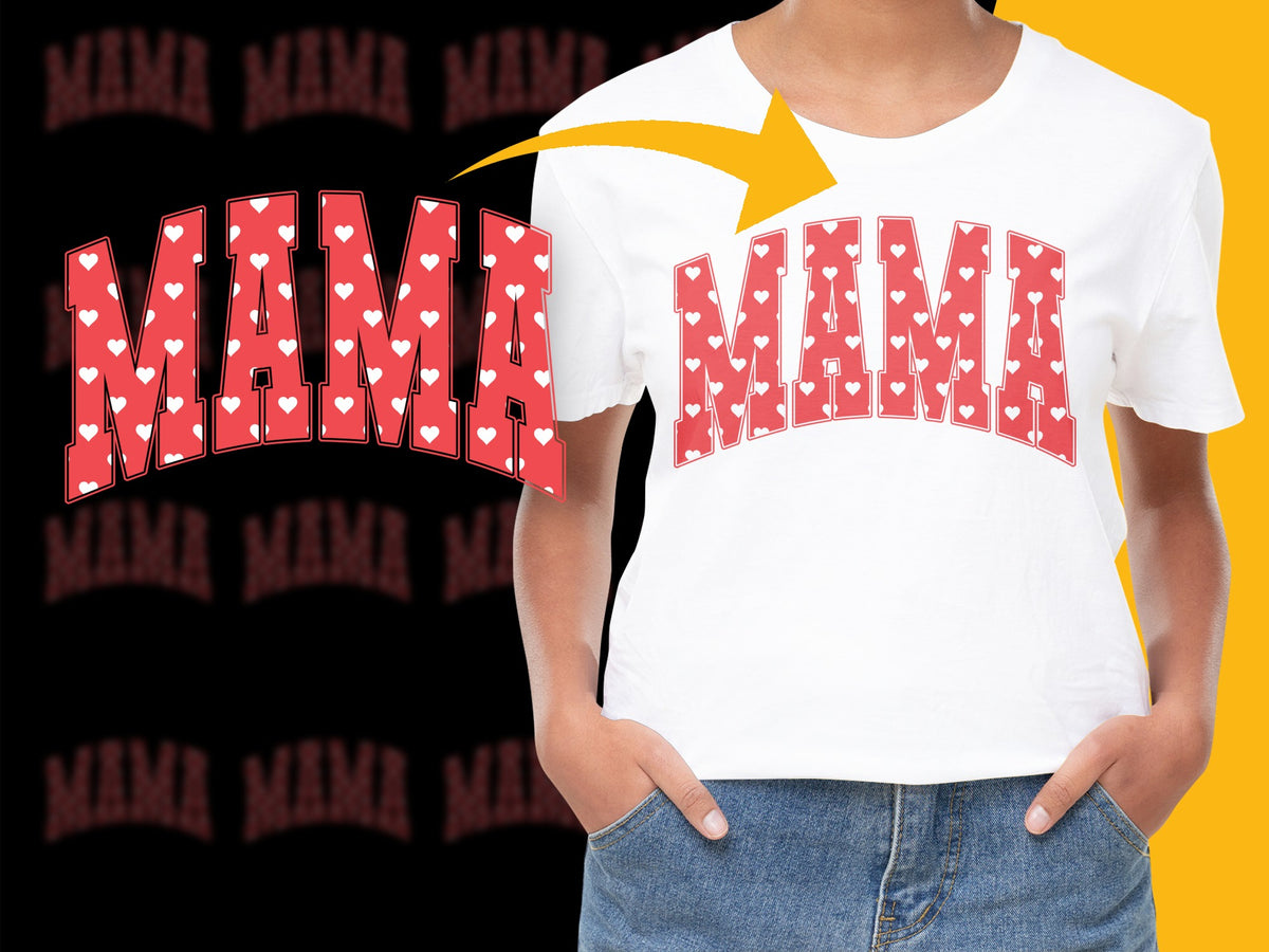 Mama Graphic T-Shirt Bold Red Text Casual Womens Fashion Tee Soft Cotton Top Comfortable Mom Gift