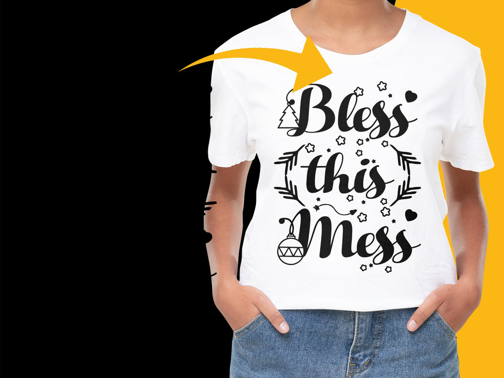 Bless This Mess T-Shirt, Floral Wreath Graphic Tee, Women's Casual Fashion, Summer Outfit Essentials