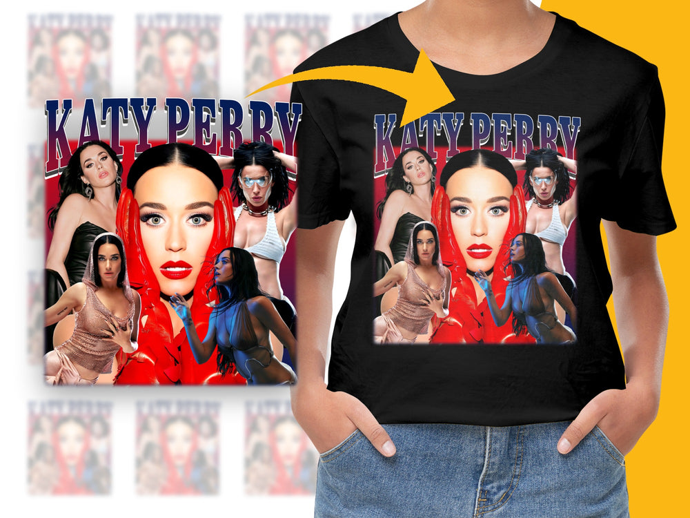 Katy Perry Inspired Graphic T-Shirt, Colorful Pop Star Print Tee, Stylish Music Fan Apparel, Trendy Concert Merchandise