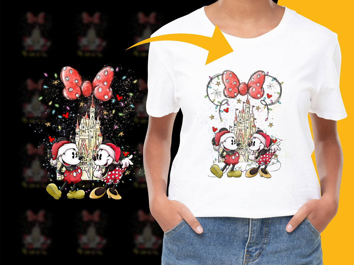 Disney Inspired Mickey and Minnie Mouse T-Shirt, Cartoon Castle Graphic Tee, Kids and Adult Sizes Available