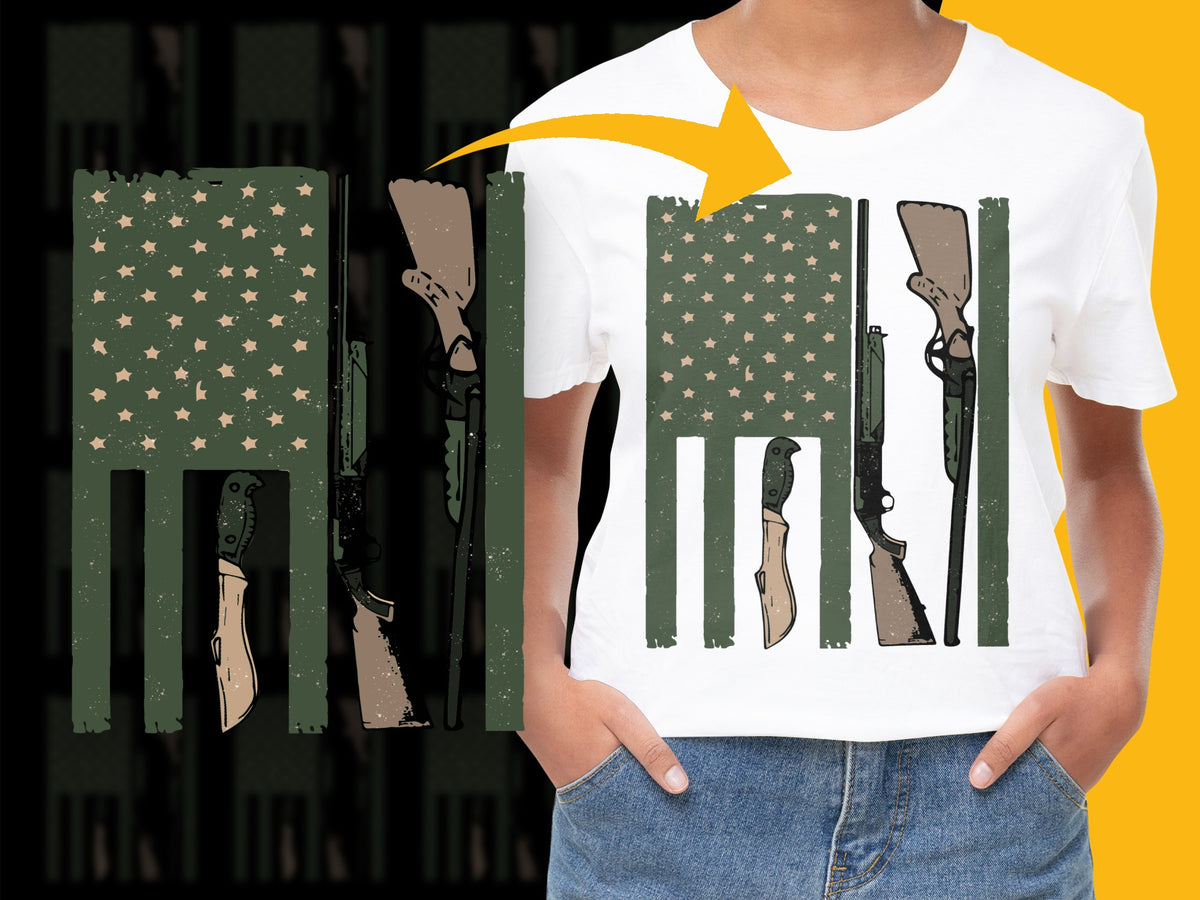 Boys' Graphic T-Shirt, Army Green Camouflage, Soldier Silhouette Design, Casual Summer Wear