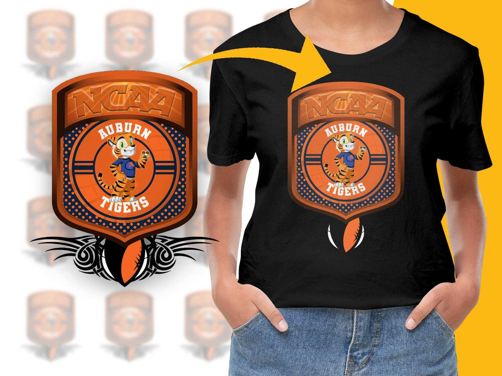 Auburn Tigers NCAA Logo T-Shirt, College Sports Team Graphic Tee, Unisex Orange Black Shirt