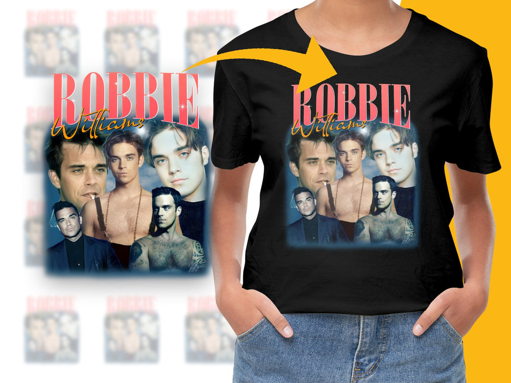 Robbie Williams Vintage T-Shirt, Pop Icon Music Tee, Retro Band Shirt, 90s Fashion Graphic Tee, Collector's Item, Unisex Clothing