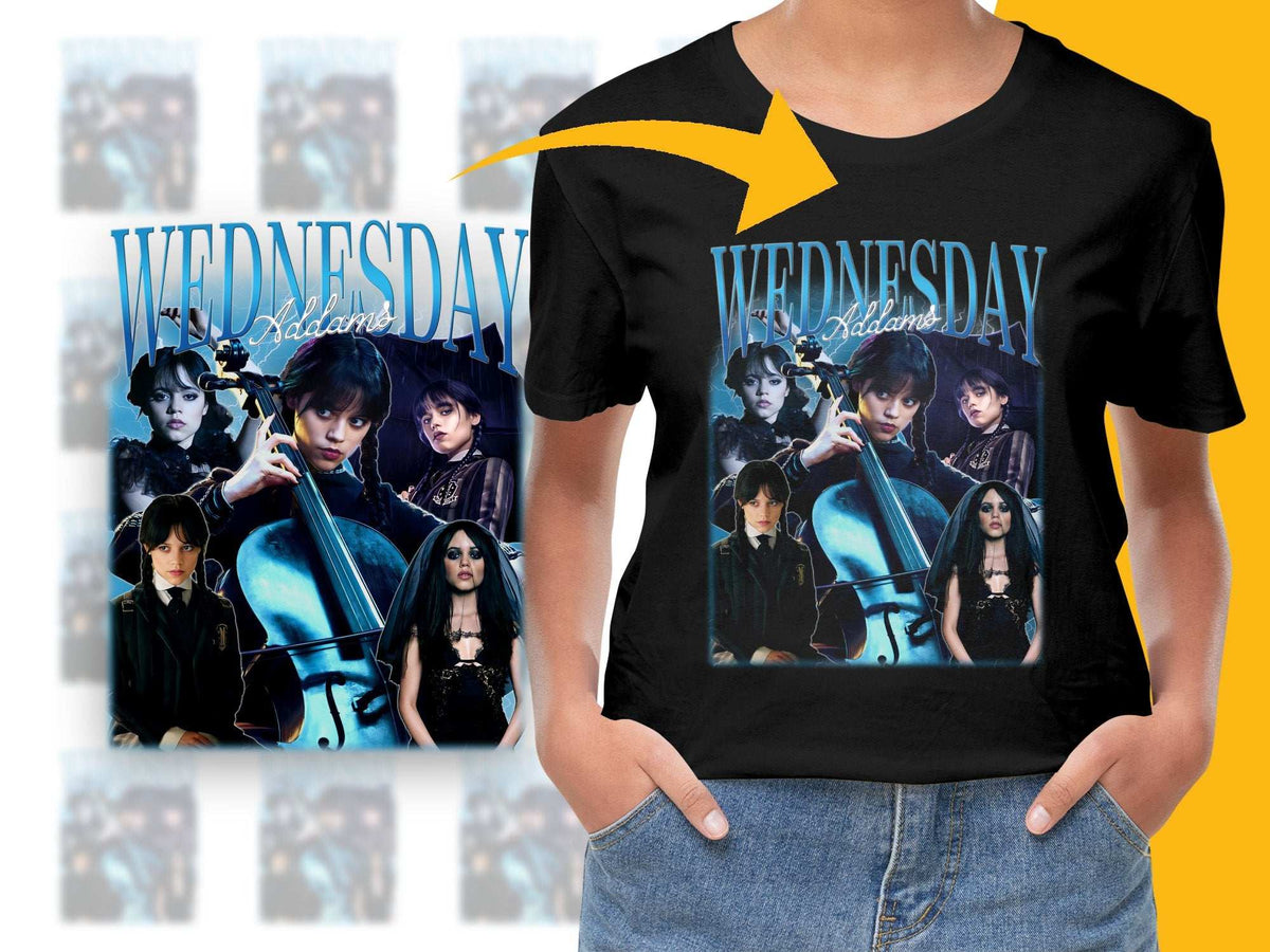 Wednesday Addams Graphic T-Shirt, Fan Art Tee, Dark Gothic Design, Trendy Pop Culture Shirt, Unisex Fashion Top