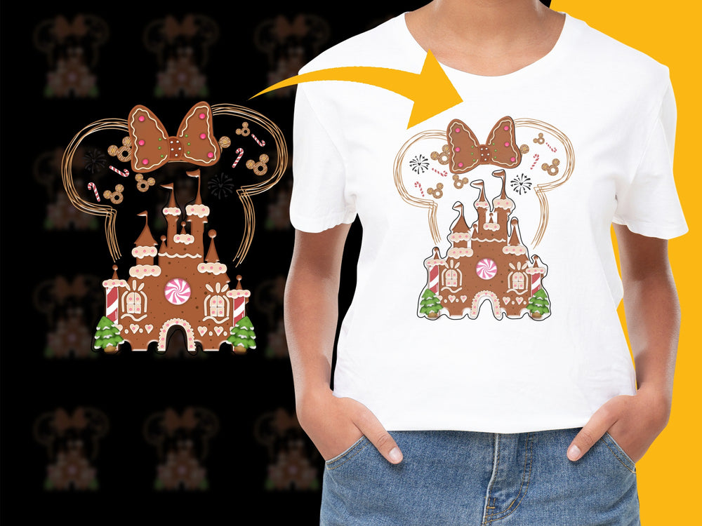 Gingerbread Castle T-Shirt, Cute Holiday Graphic Tee, Christmas Cookie Design Shirt for All Ages
