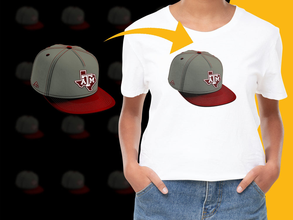Texas AandM University Logo Cap and T-Shirt Set, Maroon Gray Sports Apparel, College Fan Gear