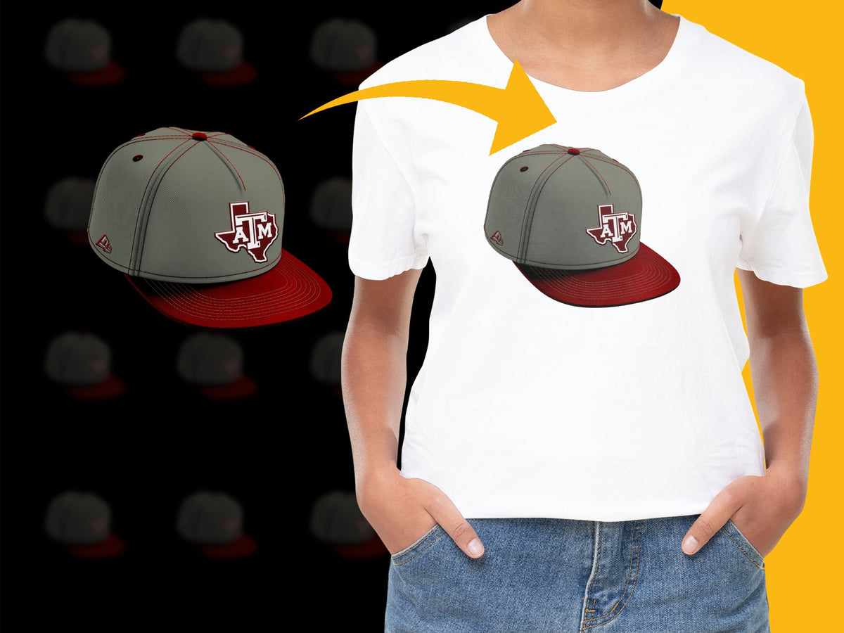 Texas AandM University Logo Cap and T-Shirt Set, Maroon Gray Sports Apparel, College Fan Gear
