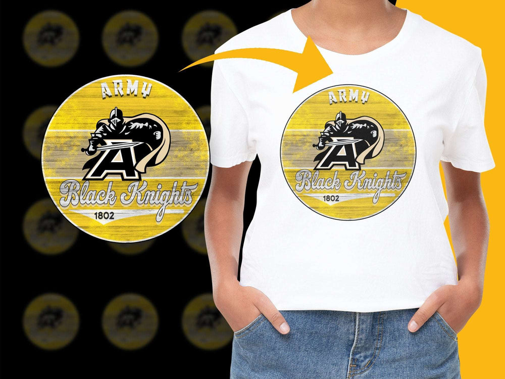 Army Black Knights Logo T-Shirt, Military Academy Graphic Tee, Yellow and Black, Casual Wear