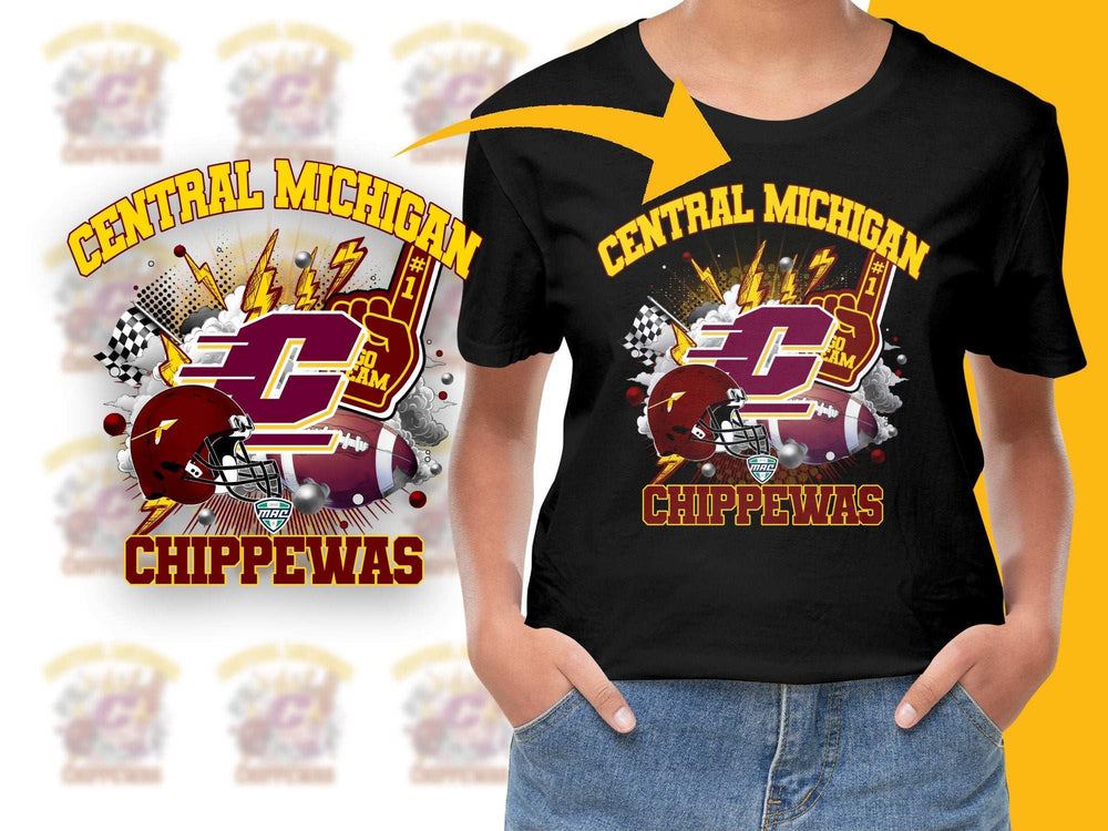 Central Michigan Chippewas T-Shirt, College Football Graphic Tee, Unisex Black Sports Shirt