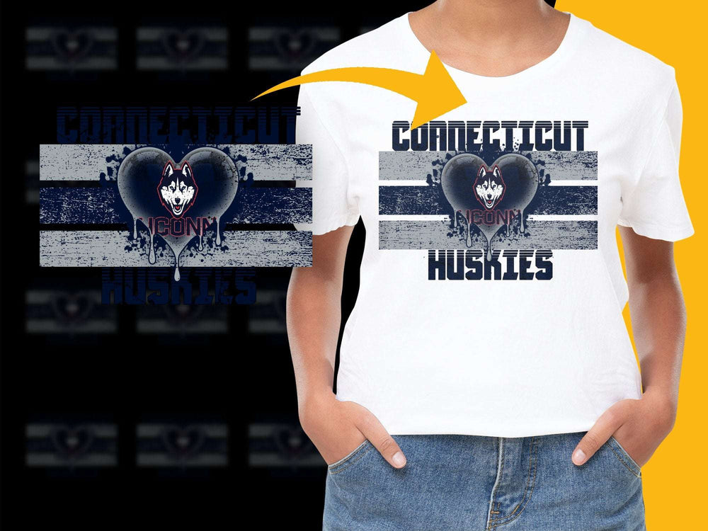 Connecticut Huskies T-Shirt, Vintage Distressed Logo, College Sports Fan Apparel, Unisex White Tee