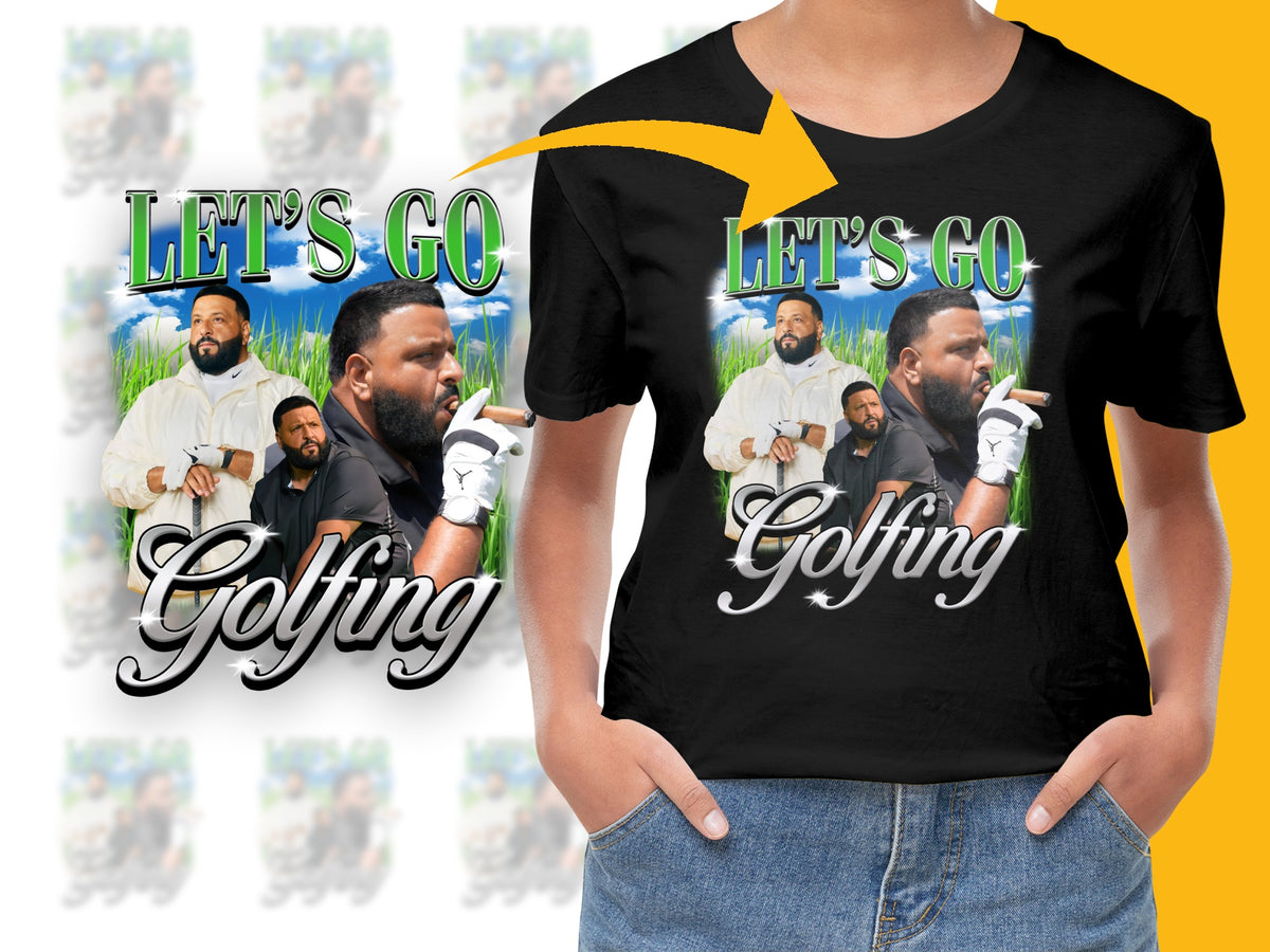 Men's Let's Go Golfing T-Shirt, Casual Sports Graphic Tee, Outdoor Activity Black Shirt, Golf Fans Apparel