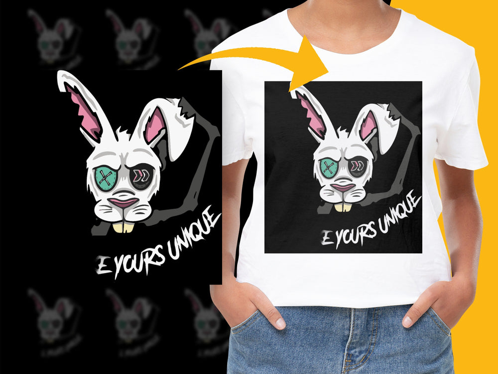 Unique Rabbit Graphic T-Shirt, Cool Bunny Tee, Urban Style Streetwear, Hip Hop Inspired Top