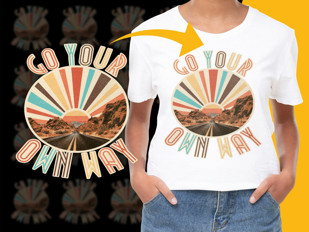 Go Your Own Way Retro T-Shirt, Vintage Graphic Tee, Unisex Fashion, Summer Top, Casual Wear, Colorful Design