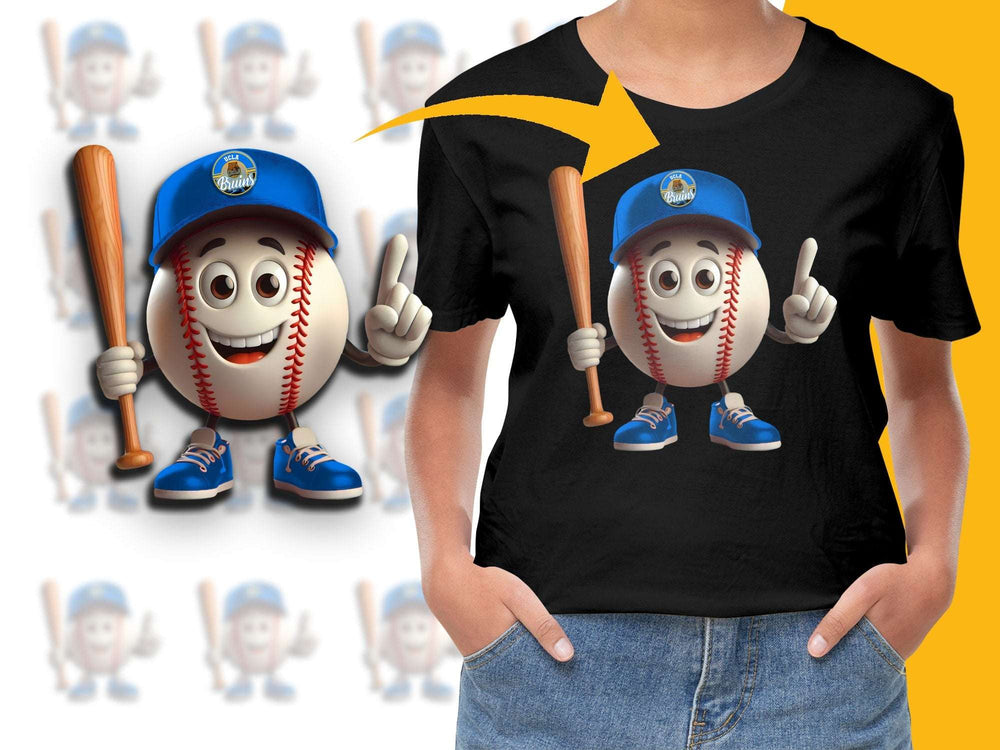 Kids Baseball Character T-Shirt, Cartoon Sports Fan Tee, Youth Graphic Tee, Boys Sports Shirt