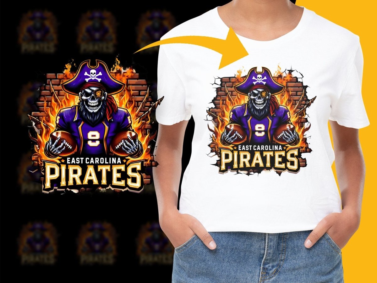 East Carolina Pirates Skull Wall Print PNG File - Teepew
