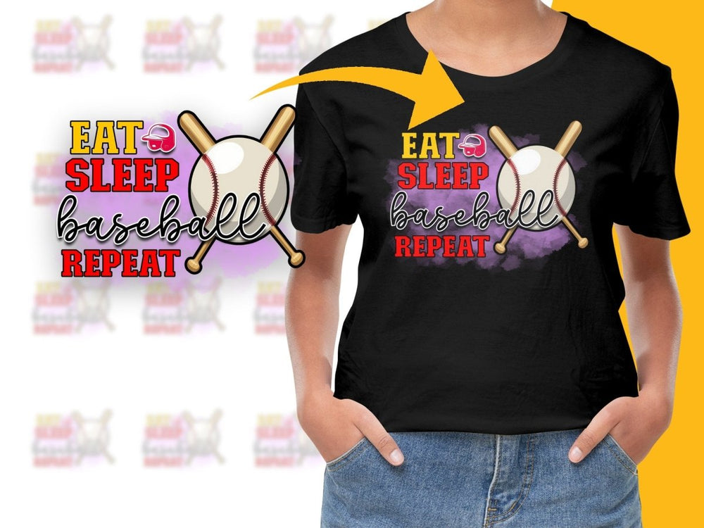 Eat Sleep Baseball Repeat Graphic Tee PNG File - Teepew