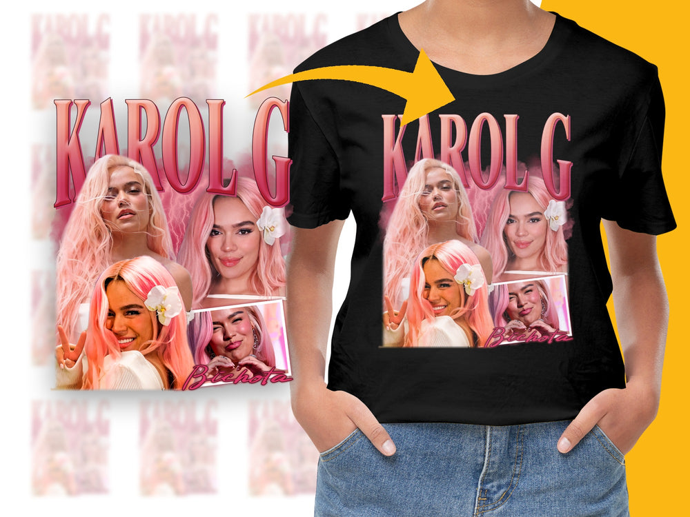 Karol G Fan T-Shirt, Bichota Album Art Tee, Women's Pop Music Shirt, Graphic Black Top