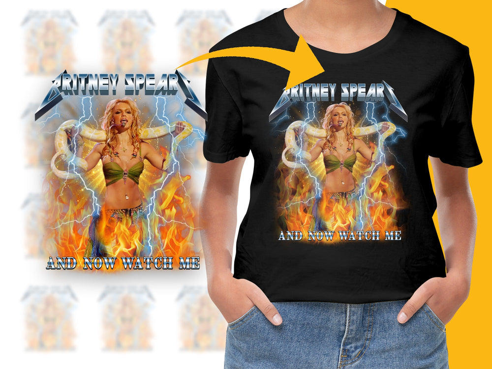 Vintage Britney Spear Graphic Tee, Retro Pop Star Print, Flame Design Shirt