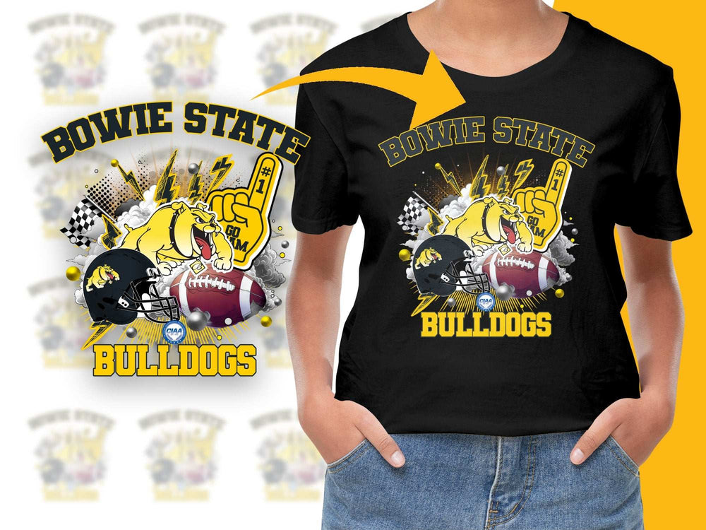 Bowie State Bulldogs Graphic T-Shirt, College Football Fan Apparel, Sports Team Support Tee, Black Casual Wear
