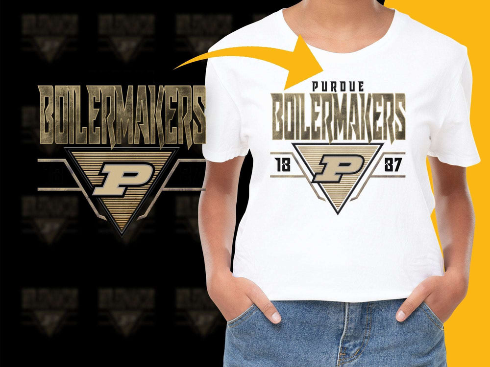 Purdue Boilermakers Graphic Tee, College Sports Team T-Shirt, White Cotton Unisex Adult Apparel