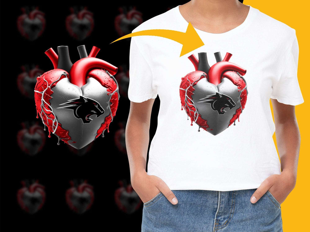 Unique Heart Anatomy Graphic T-Shirt, Cool Medical Art Tee, Anatomical Heart Design, Black and Red