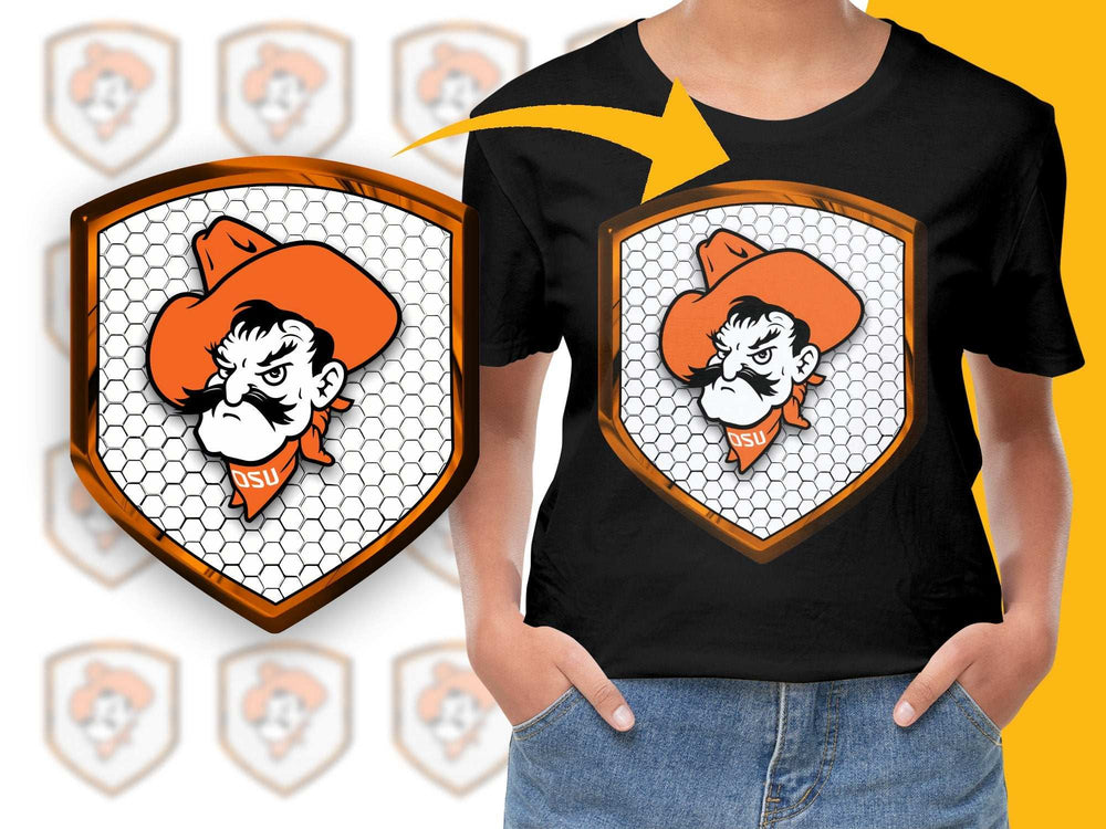 Oklahoma State University OSU Cowboy Logo T-Shirt, Black Cotton Tee, College Sports Apparel, Unisex Graphic Shirt