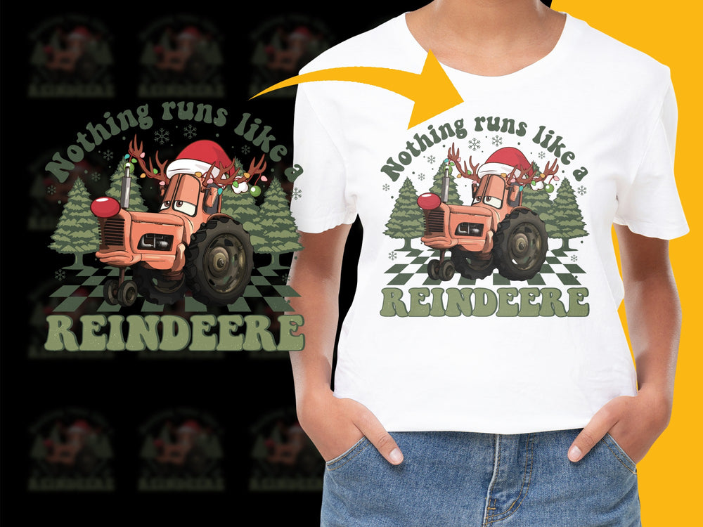 Reindeere Funny Christmas T-Shirt, Holiday Graphic Tee, Tractor Pun, Festive Winter Apparel for Women and Men