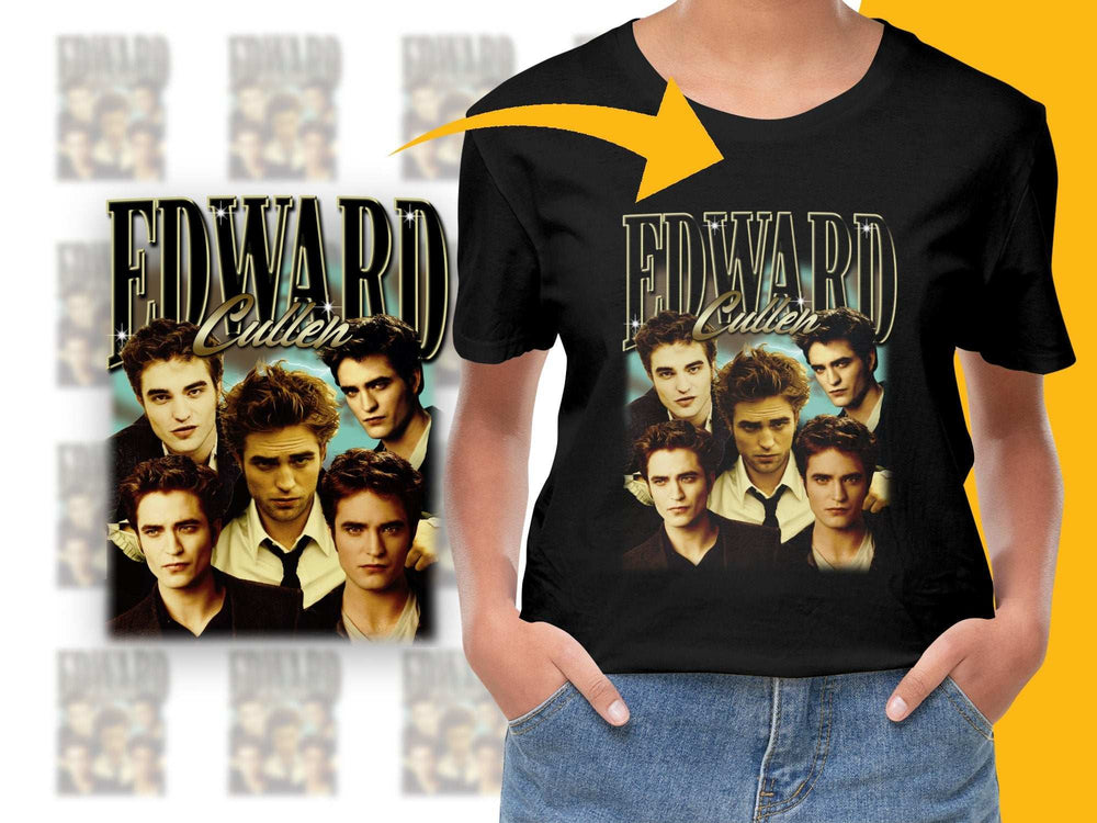 Edward Cullen Twilight Saga Graphic T-Shirt, Vintage Style Movie Fan Apparel, Unisex Black Tee
